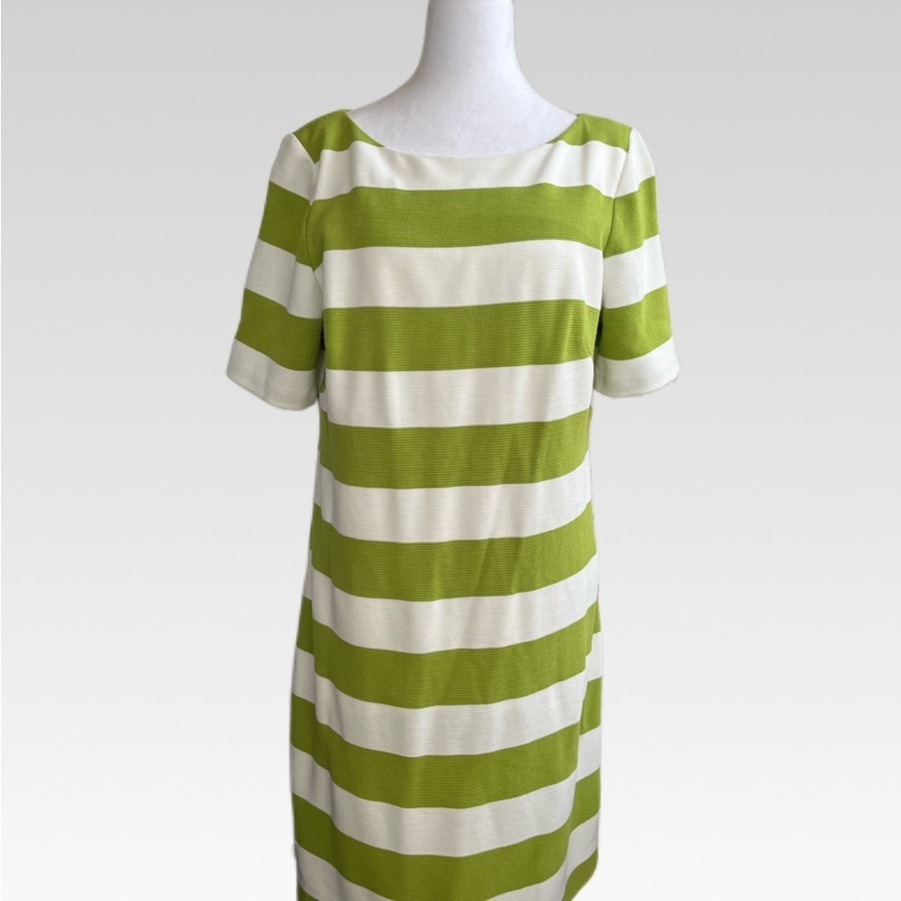 Jessica White and Green Dress with Red Trim